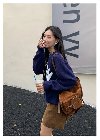 letter jacquard sweater