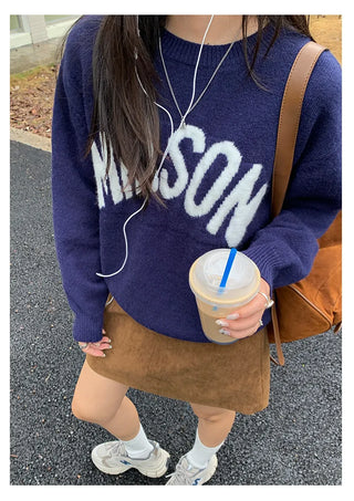 letter jacquard sweater