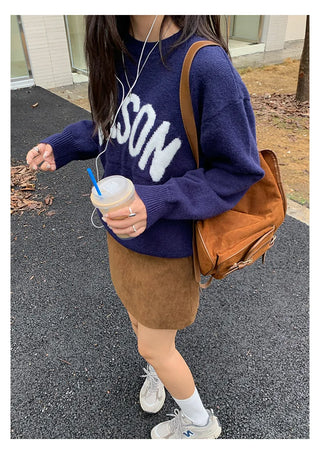 letter jacquard sweater