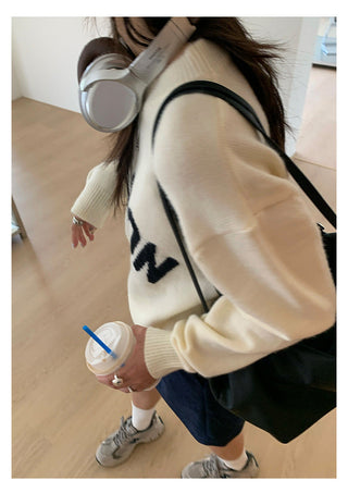 letter jacquard sweater