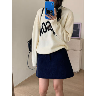 letter jacquard sweater