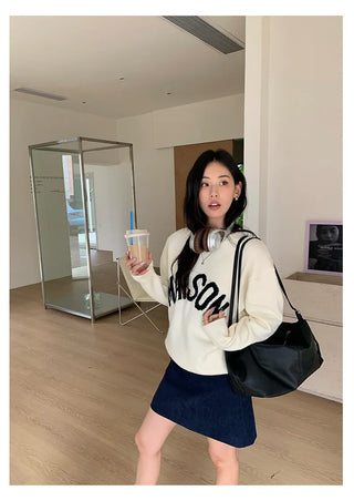 letter jacquard sweater