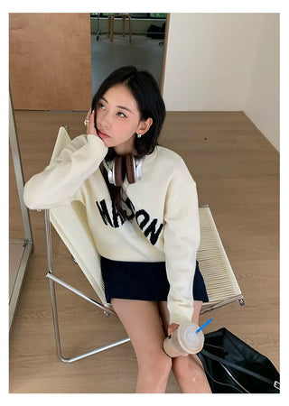 letter jacquard sweater