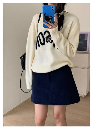 letter jacquard sweater