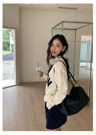 letter jacquard sweater