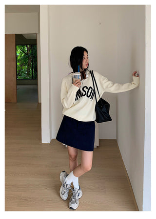 letter jacquard sweater