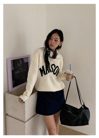 letter jacquard sweater