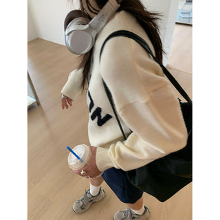 letter jacquard sweater