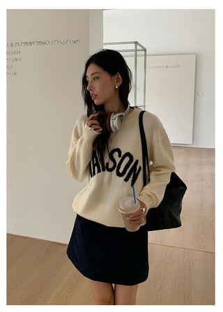 letter jacquard sweater