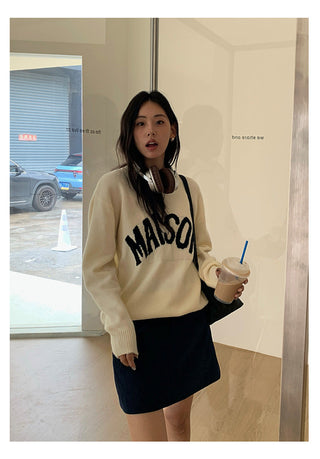 letter jacquard sweater