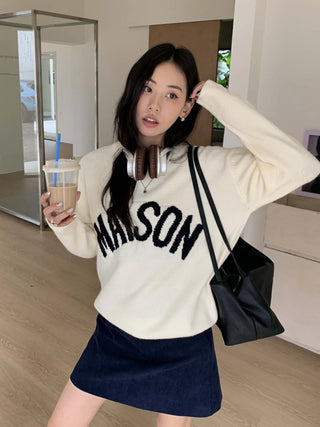 letter jacquard sweater