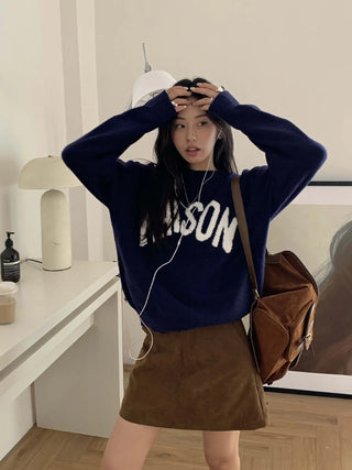 letter jacquard sweater