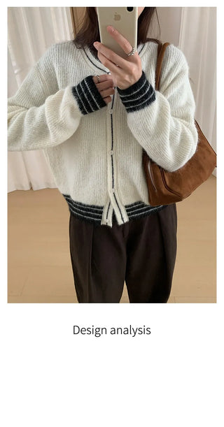 contrast sweater coat