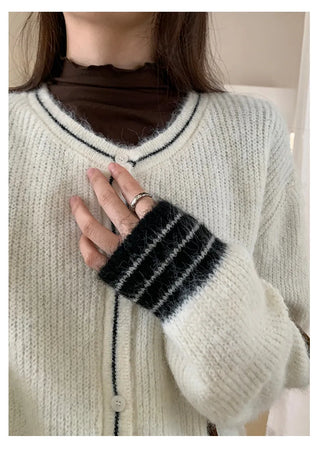 contrast sweater coat