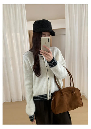 contrast sweater coat