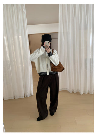 contrast sweater coat