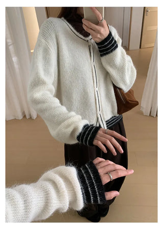 contrast sweater coat