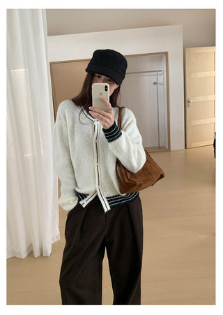 contrast sweater coat