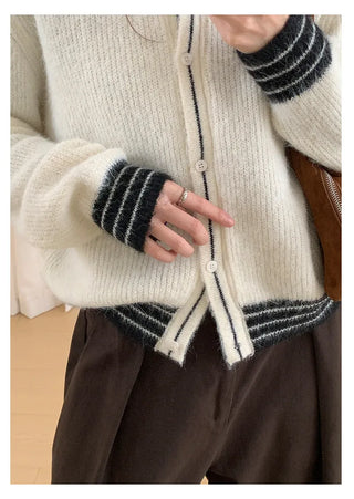 contrast sweater coat