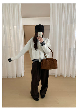 contrast sweater coat