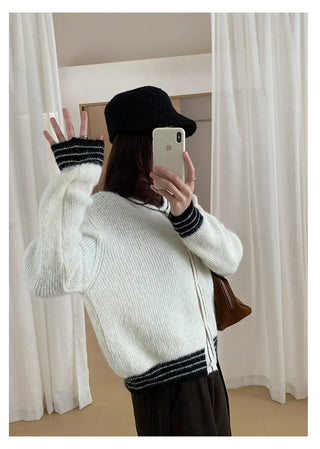 contrast sweater coat