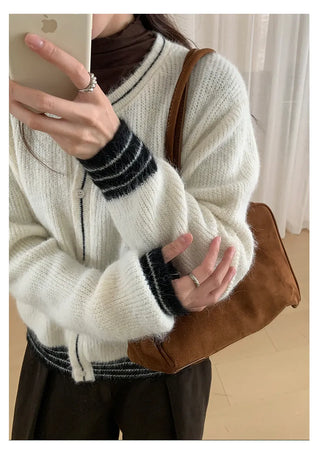 contrast sweater coat