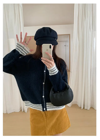 contrast sweater coat