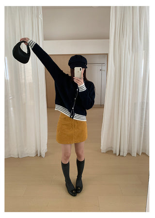 contrast sweater coat