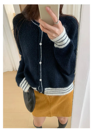 contrast sweater coat