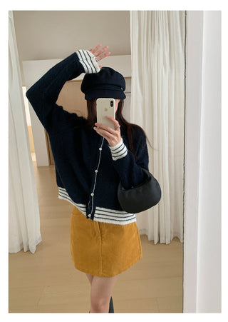 contrast sweater coat