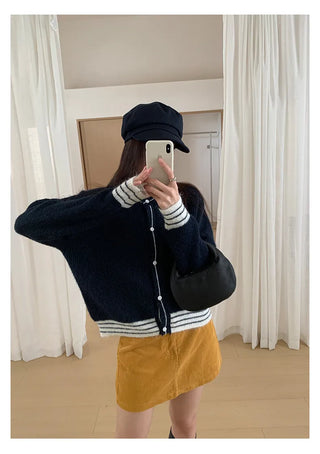 contrast sweater coat