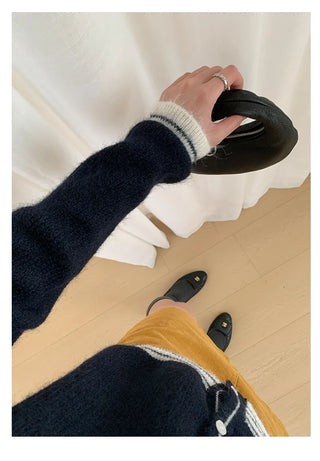 contrast sweater coat