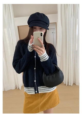 contrast sweater coat