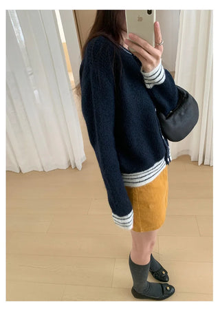 contrast sweater coat