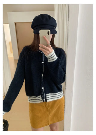 contrast sweater coat