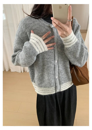 contrast sweater coat