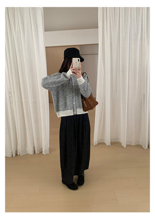 contrast sweater coat