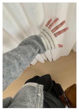 contrast sweater coat