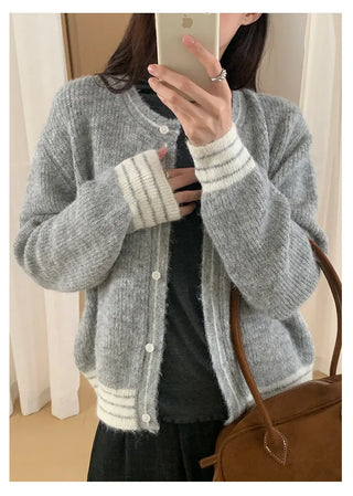 contrast sweater coat