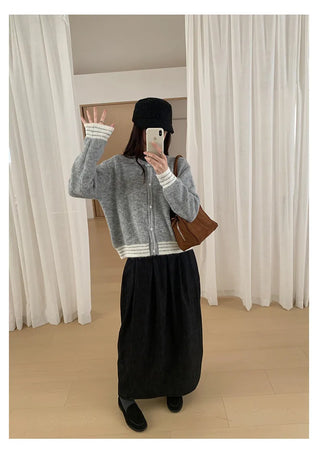 contrast sweater coat