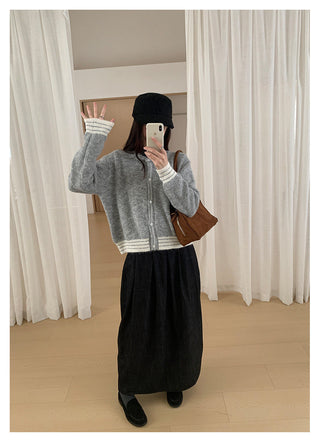 contrast sweater coat