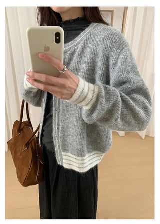 contrast sweater coat