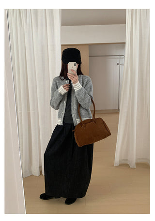 contrast sweater coat