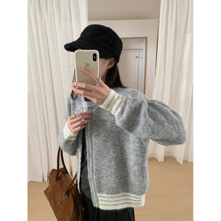 contrast sweater coat