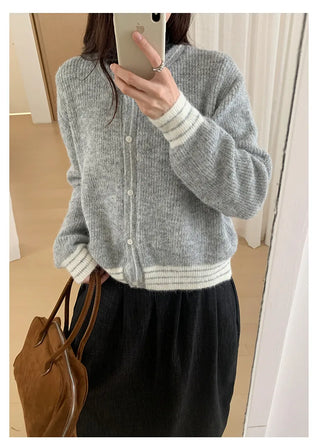 contrast sweater coat