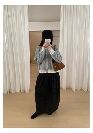 contrast sweater coat