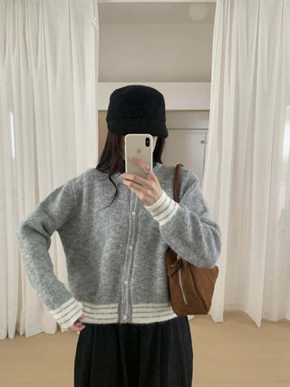 contrast sweater coat