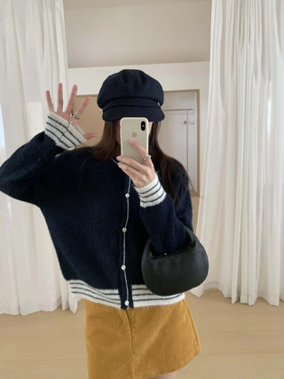 contrast sweater coat