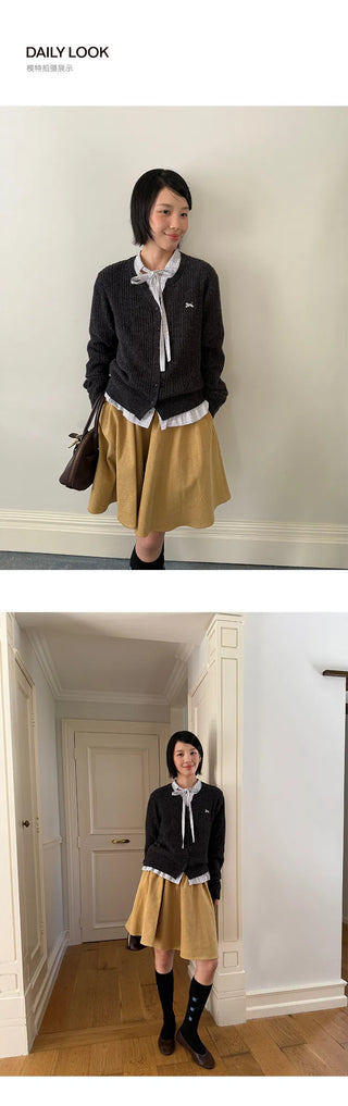 embroidered wool cardigan