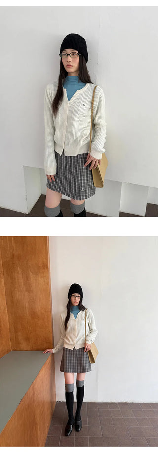 embroidered wool cardigan